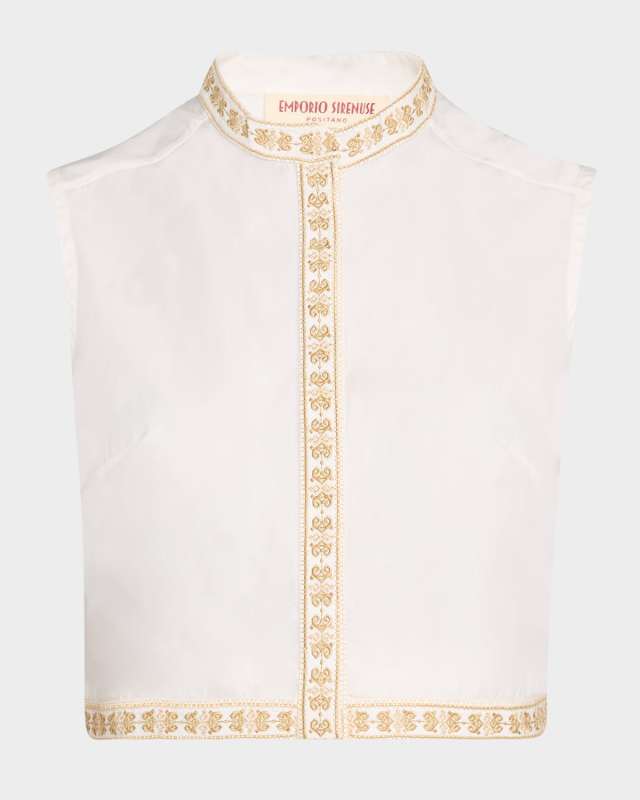 Aura Embroidered Sleeveless Crop Top